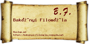 Bakányi Filoméla névjegykártya